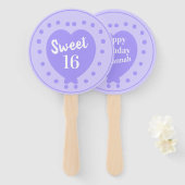 Sweet 16 Happy Birthday Lila Heart Persönlicher Na Fächer (Vorne und Hinten)