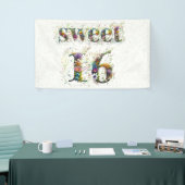 Sweet 16 Happy Birthday Wildblumen Text Banner (Messeveranstaltung)