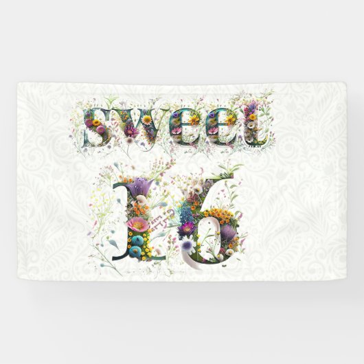 Sweet 16 Happy Birthday Wildblumen Text Banner (Horizontal)