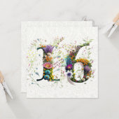 Sweet 16 Happy Birthday Wildblumen Text Karte (Vorderseite/Rückseite Beispiel)