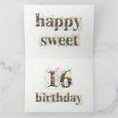 Sweet 16 Happy Birthday Wildblumen Text Karte (Innenseite)