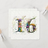 Sweet 16 Happy Birthday Wildblumen Text Karte (Vorderseite/Rückseite Beispiel)