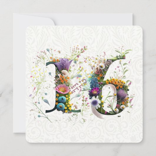 Sweet 16 Happy Birthday Wildblumen Text Karte (Vorderseite)