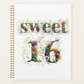 Sweet 16 Happy Birthday Wildblumen Text Planer (Vorderseite)