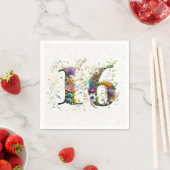 Sweet 16 Happy Birthday Wildblumen Text Serviette (Beispiel)