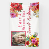 Sweet 16 Hawaiian Luau Hibiskus Plumeria Banner (Vertikal)