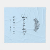 Sweet 16 hellblau tiara Kronname Fleecedecke (Vorderseite (Horizontal))