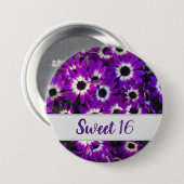 Sweet 16 Helle Lila Blume Foto Blumenkohl Button (Vorne & Hinten)