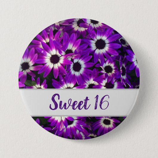 Sweet 16 Helle Lila Blume Foto Blumenkohl Button (Vorderseite)