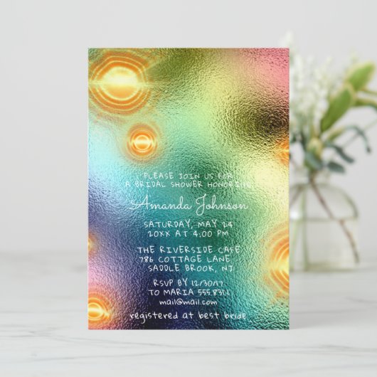 Sweet 16. Holograph Futuristic Rainbow Spark Einladung (Stehend Vorderseite)