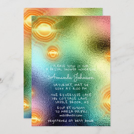 Sweet 16. Holograph Futuristic Rainbow Spark Einladung (Vorne/Hinten)