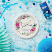 Sweet 16 Hot Pink Floral Butterfly Pappteller (Party)