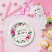 Sweet 16 Hot Pink Floral Butterfly Pappteller (Party)