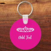 Sweet 16 Hot Pink Keyring mit White Tiara Design Schlüsselanhänger (Vorderseite)