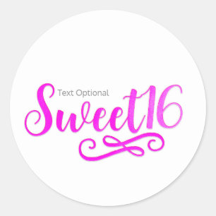 Sweet 16 Hot Pink & White Geburtstagsparty Gefalle Runder Aufkleber