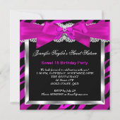 Sweet 16 Hot Pink Zebra Glitzer Glam Birthday Einladung (Rückseite)