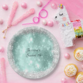 Sweet 16 Hübsch Türkis Sparkle, Silver Glitzer Pappteller (Party)