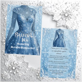 Sweet 16 Icy Blue Silver Snowflakes Personalized  Einladung