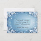 Sweet 16 Icy Blue Silver Winter Frost Snowflakes Dankeskarte (Vorderseite)