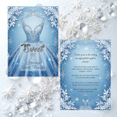 Sweet 16 Icy Blue Silver Winter Frost Snowflakes  Einladung