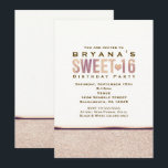 SWEET 16 Imitats Rose Gold Champagner Party Einlad Einladung<br><div class="desc">SWEET 16 Imitats Rose Gold Champagner Party Einladung</div>