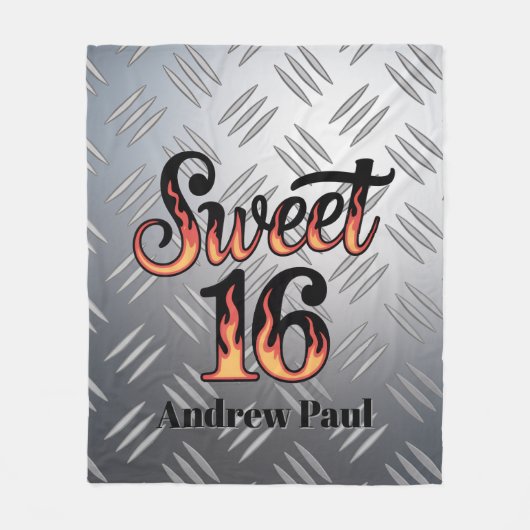Sweet 16 In Fire Flames and Silver Plate Gift Fleecedecke (Vorderseite)