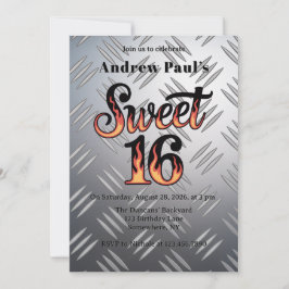 Sweet 16 In Flames and Silver Plate Birthday Party Einladung
