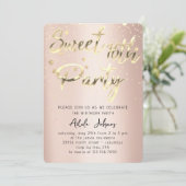 Sweet 16. Instant Download Rose Gold Confetti Einladung (Stehend Vorderseite)
