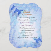 Sweet 16 invitation Blue butterflies Einladung (Vorne/Hinten)