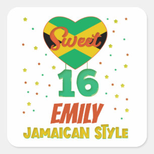 Sweet 16 Jamaican Style Birthday Girl Vacation Quadratischer Aufkleber