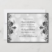 Sweet 16 Jewel Mask & Damask Silver Masquerade Einladung (Rückseite)