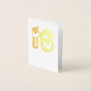 Sweet 16 Jubiläum Niedlich Hearts Typografie Folienkarte