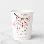 Sweet 16 Kirschblüten Geburtstagsblumenblüte Pappbecher (Rückseite)