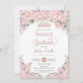Sweet 16 Kirschblüten Rose Goldbarren Einladung (Vorderseite)