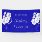 Sweet 16 königsblaue weiße Ballons Party Banner (Horizontal)