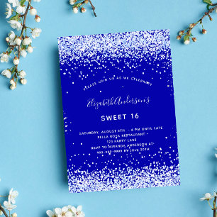 Sweet 16 königsblaue weiße Luxus-Einladung Einladung