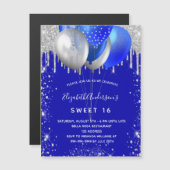 Sweet 16 königsblauer Einladungs-Magnet Magnetkarte (Vorne/Hinten)