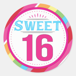 Sweet 16 Labels Runder Aufkleber