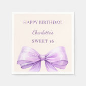 Sweet 16 lavender bow ivory serviette (Vorderseite)