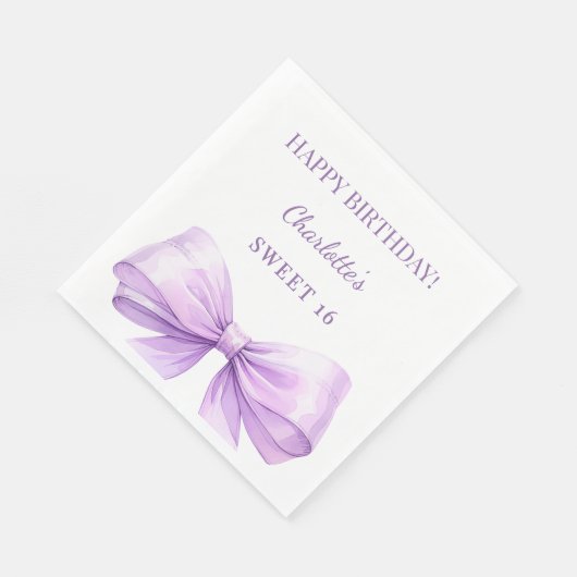Sweet 16 lavender bow luncheon serviette (Ecke)