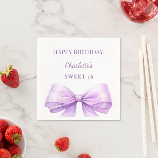 Sweet 16 lavender bow serviette (Beispiel)