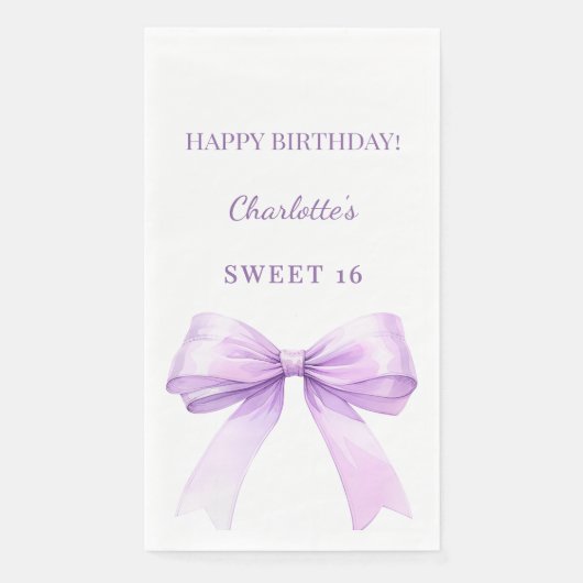 Sweet 16 lavender bow white serviette (Vorderseite)