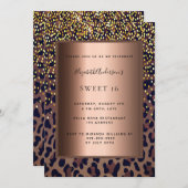 Sweet 16 leopard Muster Bronze Einladung (Vorne/Hinten)