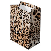 Sweet 16 Leopard Pelz Print Mittlere Geschenktüte (Rückseite Schrägansicht)