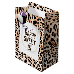 Sweet 16 Leopard Pelz Print Mittlere Geschenktüte