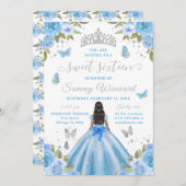Sweet 16 Light Blue Princess African American Girl Einladung (Vorne/Hinten)