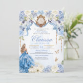 Sweet 16 Light Blue Royal Princess (V2) Elegant Einladung (Stehend Vorderseite)