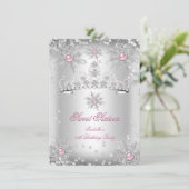 Sweet 16 Light Pink Silver Winter Wonderland Einladung (Stehend Vorderseite)