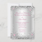 Sweet 16 Light Pink Silver Winter Wonderland Einladung (Rückseite)