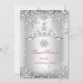 Sweet 16 Light Pink Silver Winter Wonderland Einladung (Vorderseite)